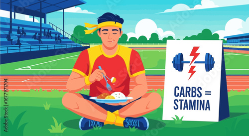 Athlete's Fuel: A Cartoon Illustration Highlighting the Importance of Carbohydrates