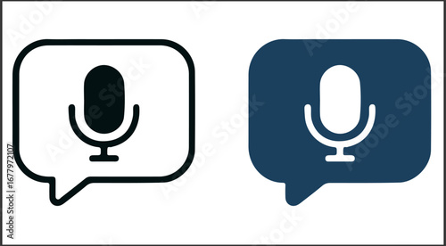 Speech Bubble Microphone Icons for Voice Input, Chat UI, and Audio Messaging Apps