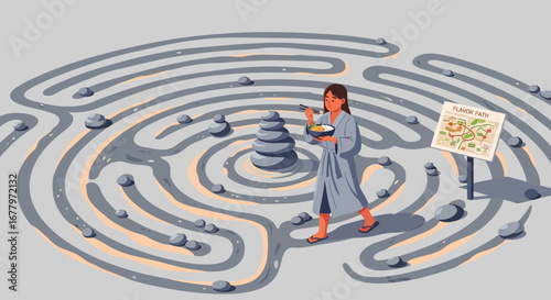 Navigating the Flavor Path: A Woman's Journey Through a Culinary Labyrinth