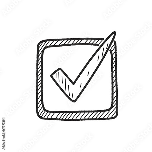 Hand-drawn check mark in a box