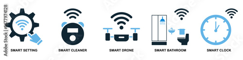 Set internet of things icon vector for smart devices, interconnected networks, and data exchange. Useful for illustrating automated homes, future technology, and IoT solutions.
