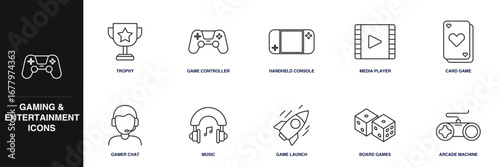 Gaming & Entertainment Line Icon Set