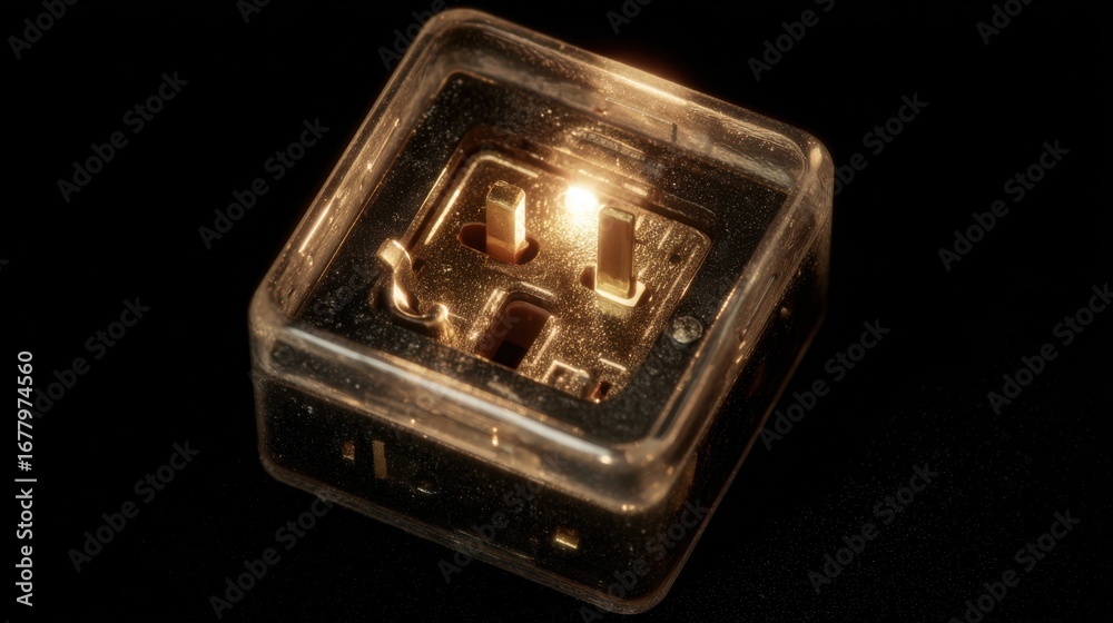 Fototapeta premium Close-Up of Glowing Electrical Plug in Dark Background Emphasizing Safety and Technology in Power Usage