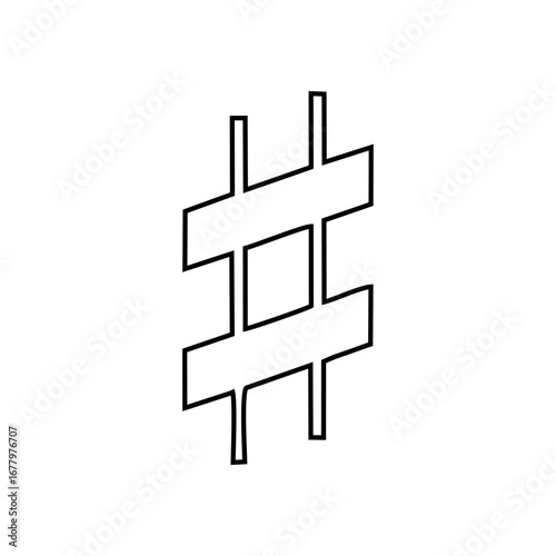 Musical Sharp Symbol Outline - Black and White Icon for Music Notation