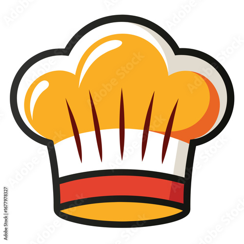 Colorful Flat Design Illustration of a Chef Hat with Red Band cook hat toque blanche
