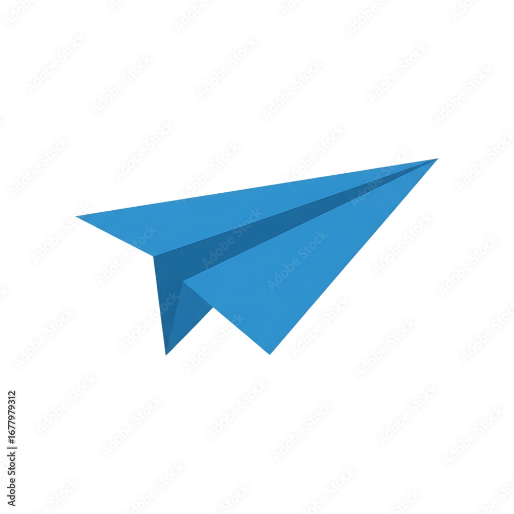 Naklejka premium Blue Paper Airplane Icon Flight, Travel, Journey, Origami