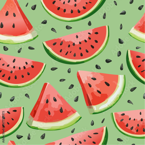 Watermelon illustration. seamless pattern design. vector
3