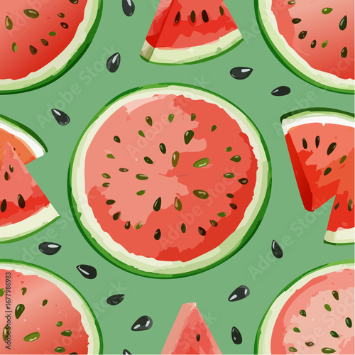 Watermelon illustration. seamless pattern design. vector
4