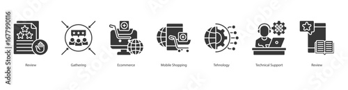 Ecommerce Feedback Cycle banner web icon set vector illustration concept with icon of review, gathering, ecommerce, mobile shopping, tehnology, technical support, review