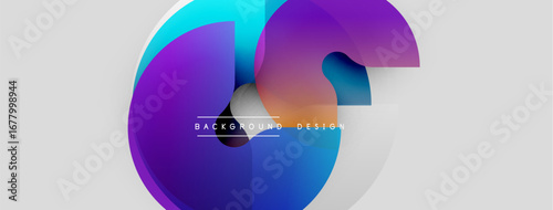 Abstract circular design. Vibrant blue, purple hues blend. Minimalist style, modern background element. Text reads background design.