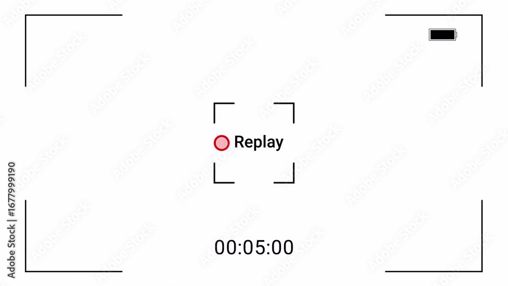  Red replay icon button animation with text style . rewind or repeat symbol with replay text animation with timer