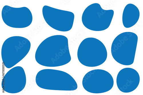 Random organic blob shapes. Black cube drops. Liquid organic amoeba silhouette blob in modern style. Various shapes of irregular blobs. organic blob shape irregular form abstract vector illustration