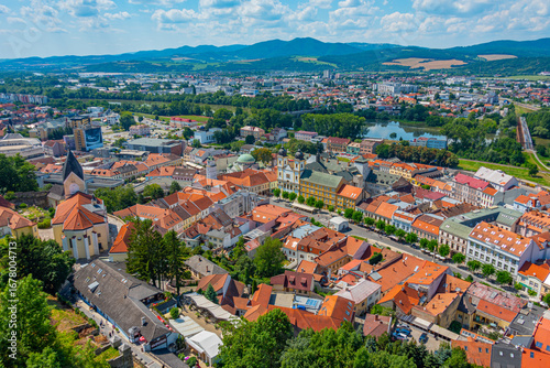 Aerial view of the peace square in Trencin, Slovakia