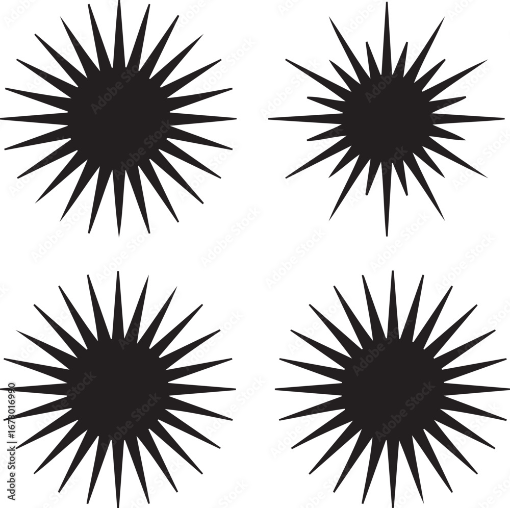 Fototapeta premium Radiant Sunbursts A Collection of Star Shapes on Transparent Backgrounds for Creative Projects