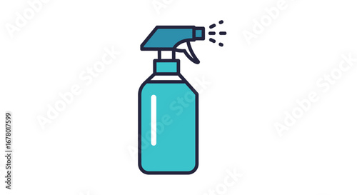 Clean spray bottle with a trigger and nozzle spraying disinfectant, promoting hygiene and a spotless environment for a healthy home and workplace