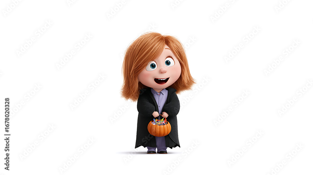 © melty - A cartoon girl is holding a basket of candy and is smiling © melty - A cartoon girl is holding a basket of candy and is smiling