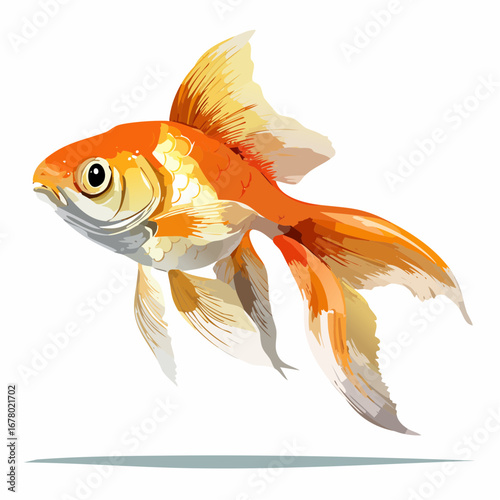 水の中の金魚　水彩画風