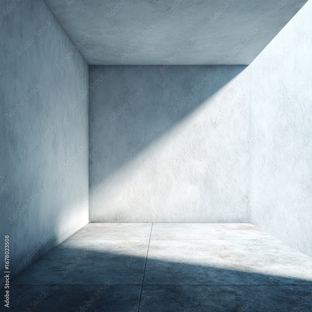 Obraz premium Empty, light-filled concrete cube