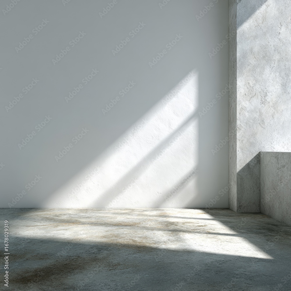Fototapeta premium Empty room with sunlight shadows (1)
