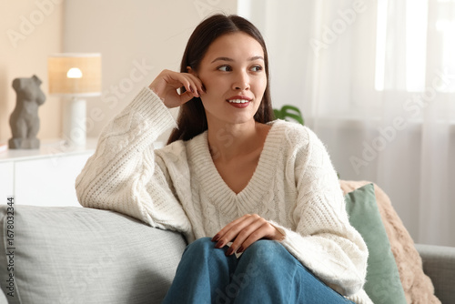 Beautiful young woman in wh...