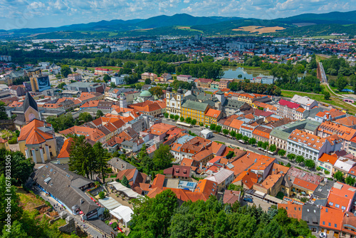 Aerial view of the peace square in Trencin, Slovakia