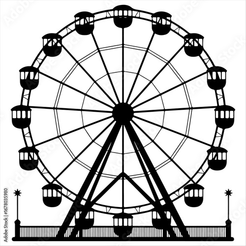 Ferris Wheel Black Silhouette