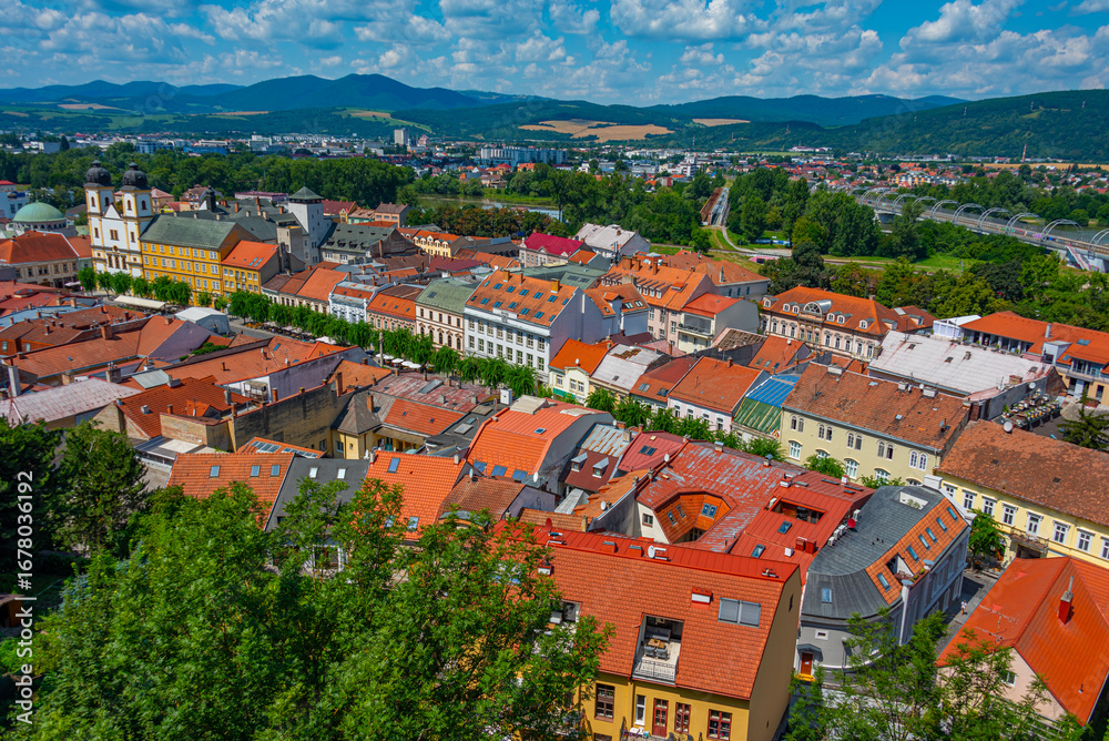Obraz premium Panorama view of the peace square in Trencin, Slovakia