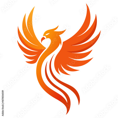 Elegant Orange Phoenix Icon in Clean Vector Curves and Minimal Shapes for Modern Business Branding