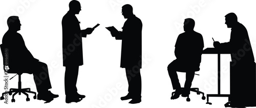 Doctor silhouette, medical consultation, healthcare teamwork, patient discussion, hospital staff, clinical meeting, professional communication, healthcare 