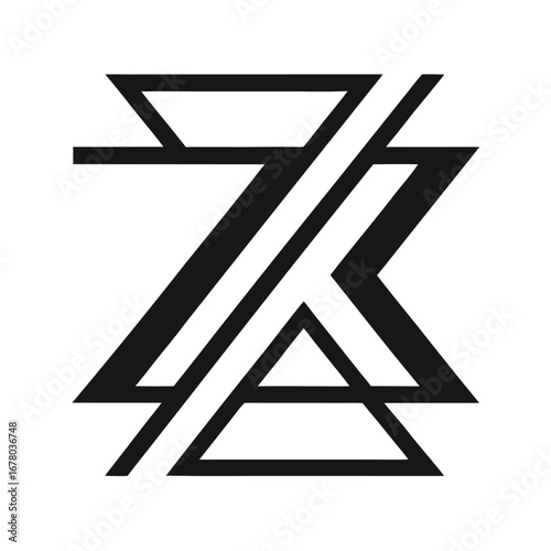 Minimalist Black “ZX” Initials Logo in Geometric Vector Lines with Balanced Negative Space for Clean Branding