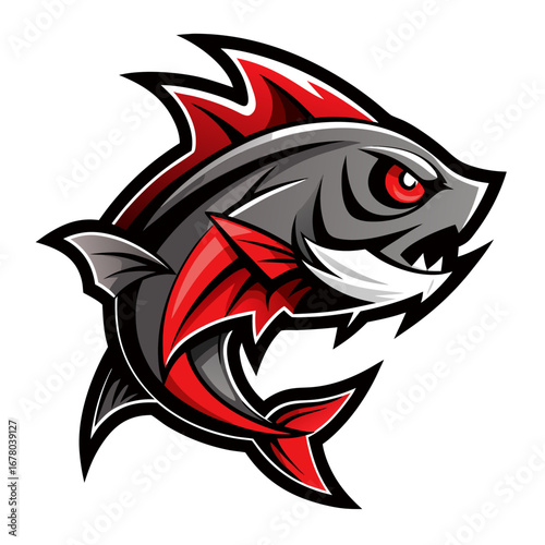 Stylized Predator Fish Esports Logo with Sharp Features
