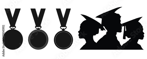 graduation silhouette set students with academic cap vector illustration