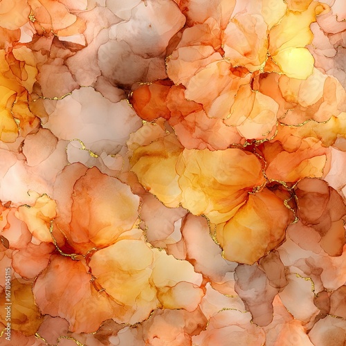 Wallpaper Mural Abstract floral design in warm autumnal hues Torontodigital.ca