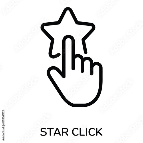 Hand clicking star icon representing favorite selection or rating and feedback option online usage  vector silhouette