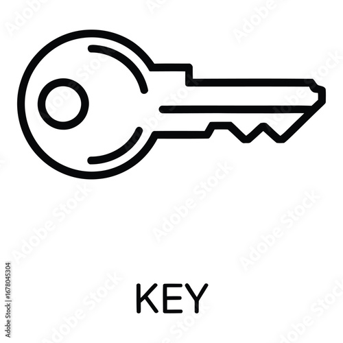Simple key outline drawing for security and access with a minimalist design and modern appeal symbol  vector silhouette