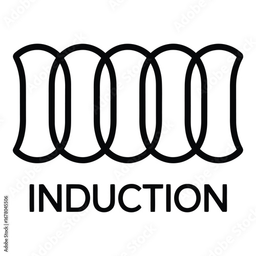 Induction coil logo with a minimalist design representing electromagnetic principles and technology usage  vector silhouette