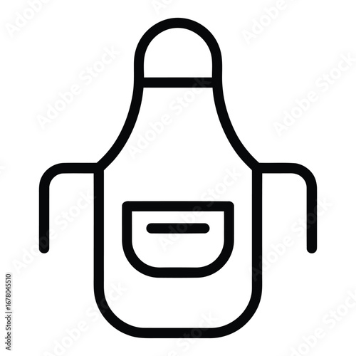 A simple outline illustration of a kitchen apron with a pocket and short sleeves design style  vector silhouette