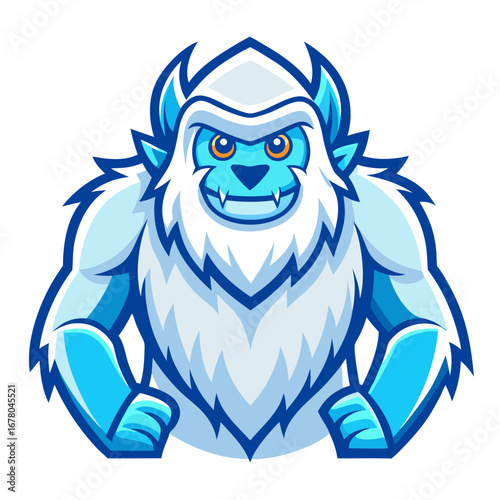 Playful Abominable Snowman Mascot in Blue and White Vectors for Esports or Fantasy Branding