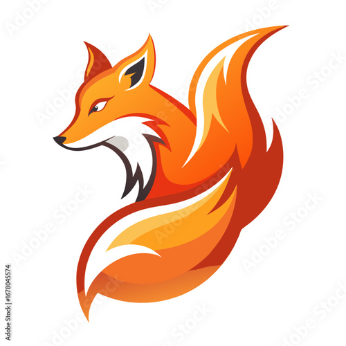 Flame-Leaping Fox Icon with Warm Gradient Fills and Smooth Minimal Form