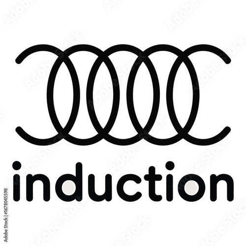 Induction logo with linked circles representing connectivity and technological advancement design  vector silhouette