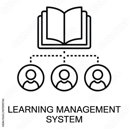 Learning management system connecting students and knowledge with digital resources online access  vector silhouette