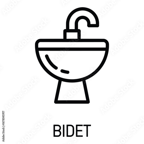 Outline bidet icon for bathroom fixture and hygiene with modern design and clean lines vector drawing  vector silhouette