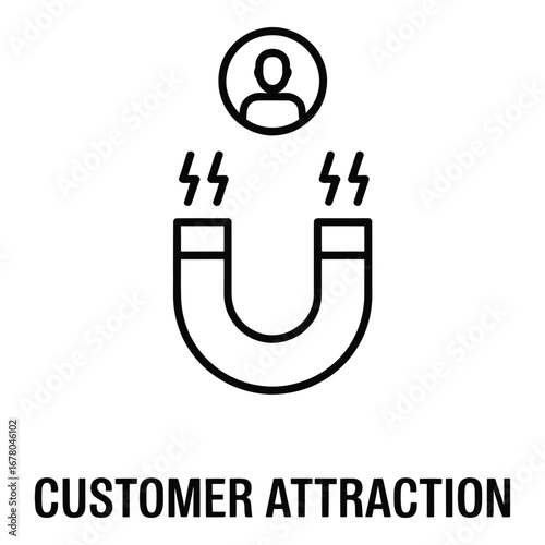 Attracting customers with magnet power to build strong relationships and increase brand loyalty today  vector silhouette