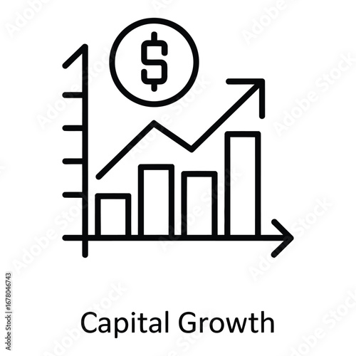 Financial chart showing growth and profits with dollar sign indicating positive investment returns  vector silhouette