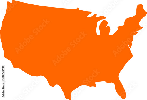 Simple Orange Solid United States of America Territory Map Illustration