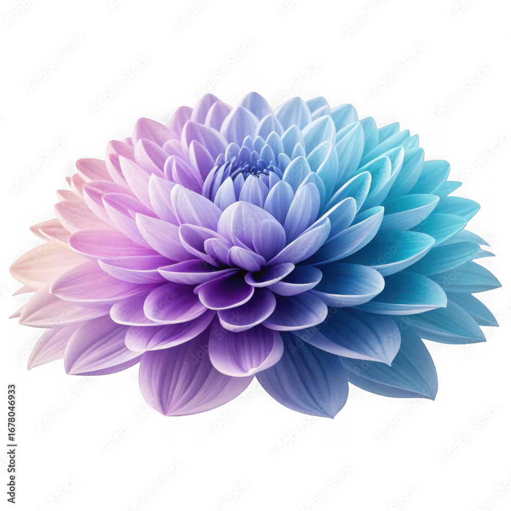 Obraz premium Vibrant gradient dahlia flower isolated on transparent background