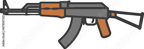 Simple Illustration Modern Assault Rifle Design Isolated Weaponry Icon