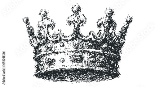 Ornate Royal Crown with Intricate Detail. Vector hand drawn illustration