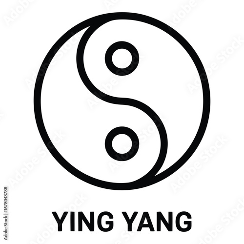 Ying yang symbol representing balance harmony and duality in a circular design with two dots  vector silhouette