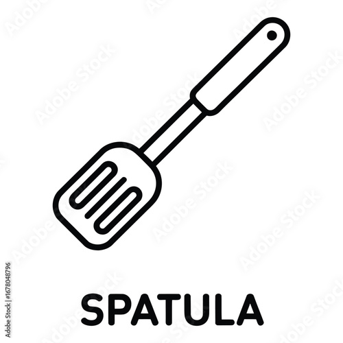 A spatula line drawing kitchen utensil for cooking and baking food preparation simple design icon tool  vector silhouette
